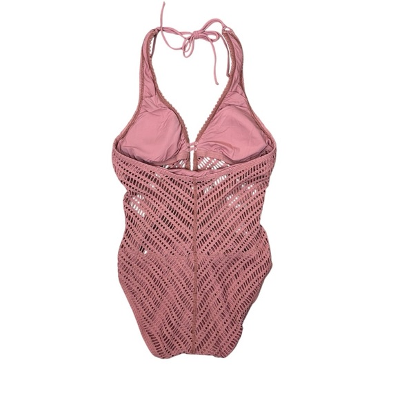 NWOT Robin Piccone Sophia Crochet One Piece Swimsuit In Pink Women’s Size 14 - Picture 3 of 6